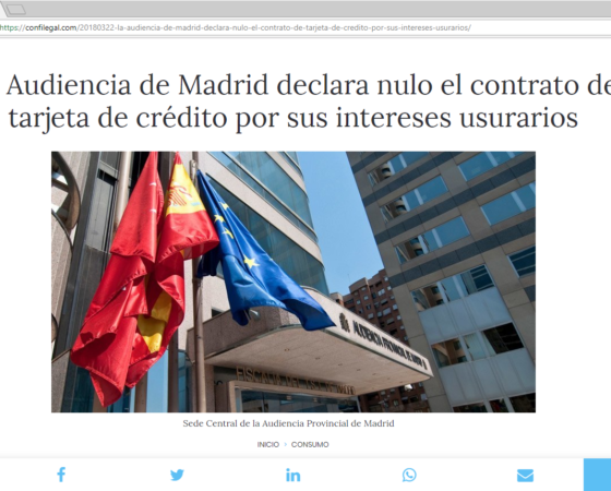 Publicación en Confilegal por ST de la AP de Madrid declarando usura